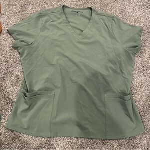 Olive Green V-Neck Women's Scrub Top